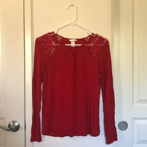 H&M Long Sleeve Top, Lace detail on shoulders